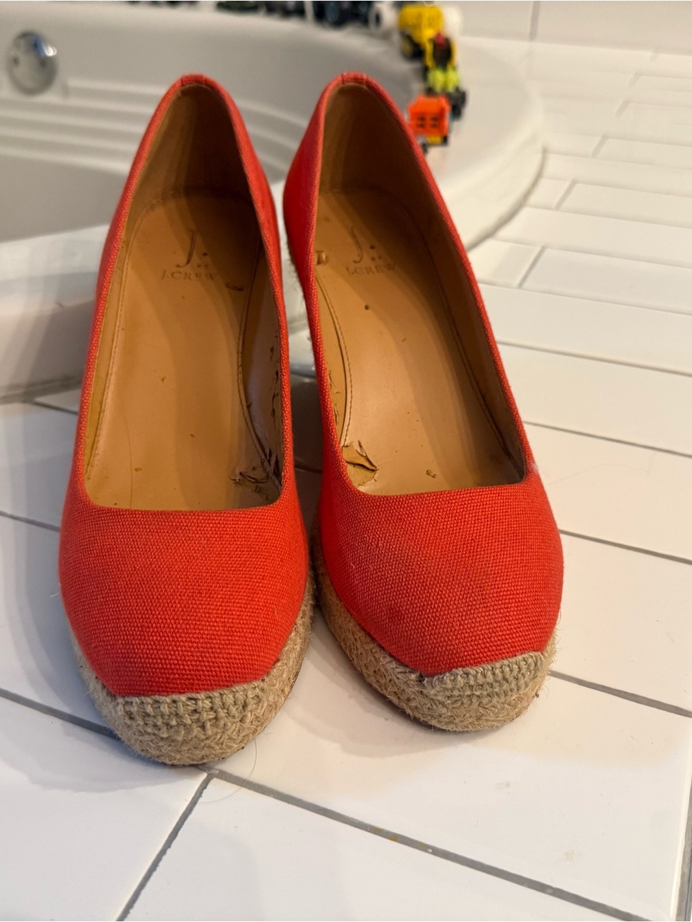 J. Crew Orange Canvas Espadrille Wedge